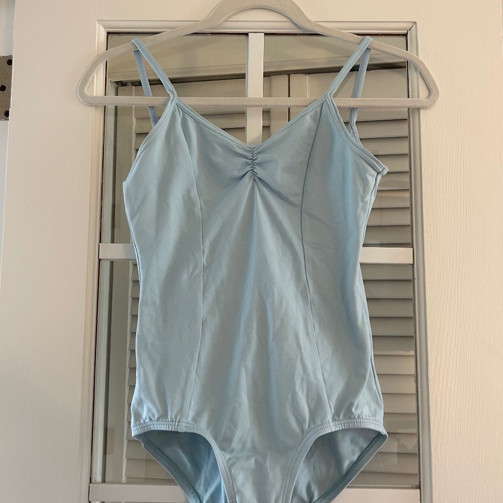 Blue Spaghetti Strap Ballet Leotard
